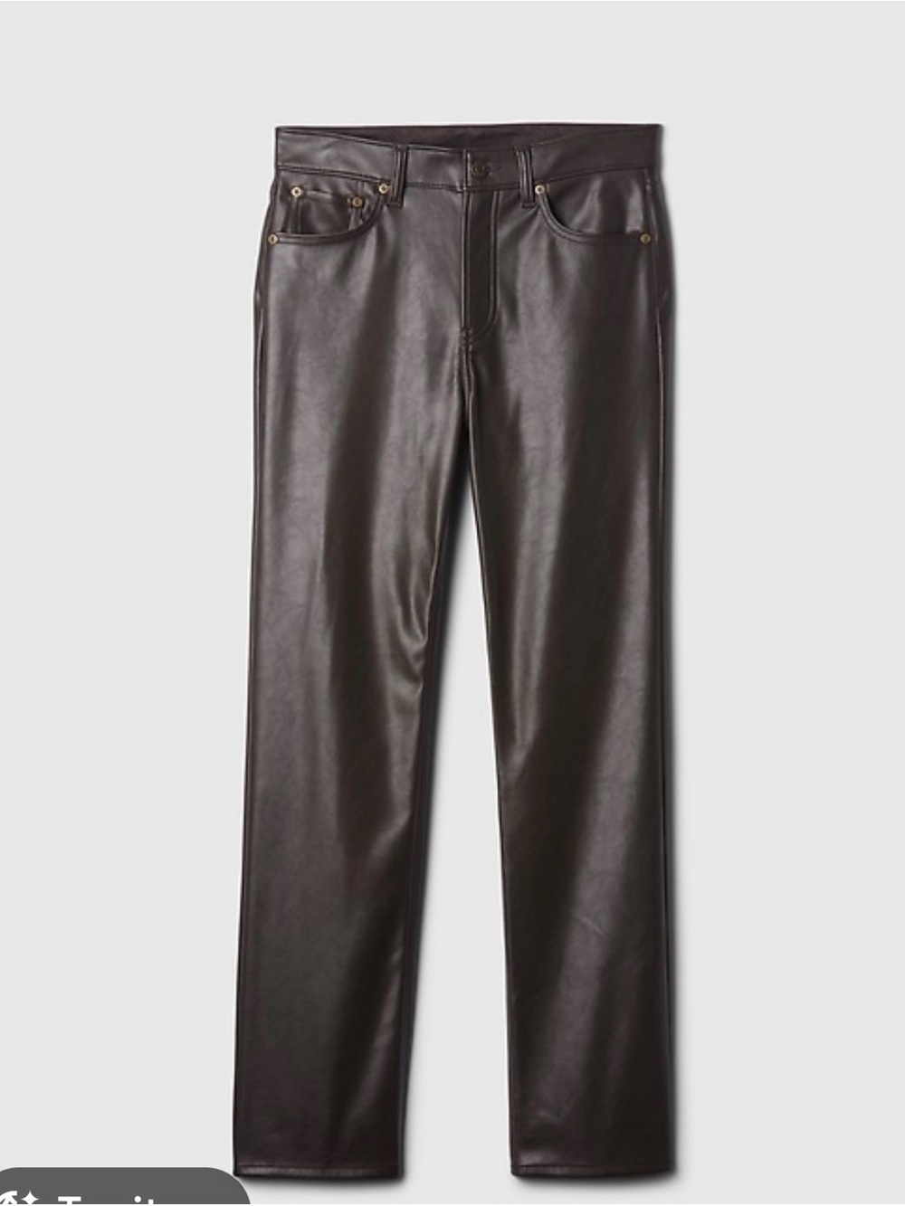 GAP High-Rise Straight Faux Leather Pants - Dark Brown NWT